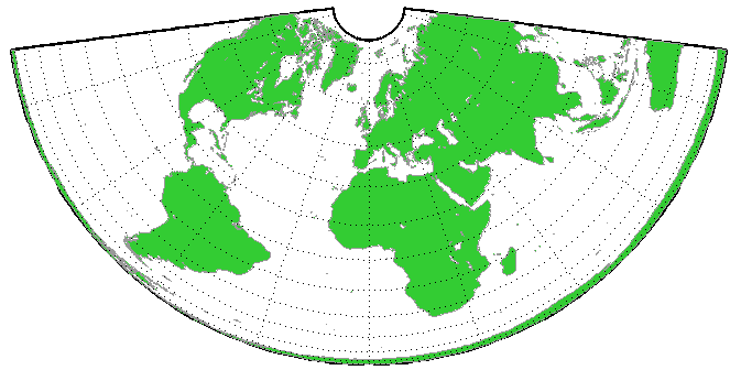 Weltkarte in der Albers-Kegelprojektion